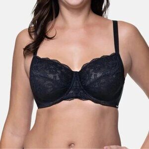 Dorina Rosa Non-Padded Lace Underwire Bra, Black, Size 75E/34DD NWT